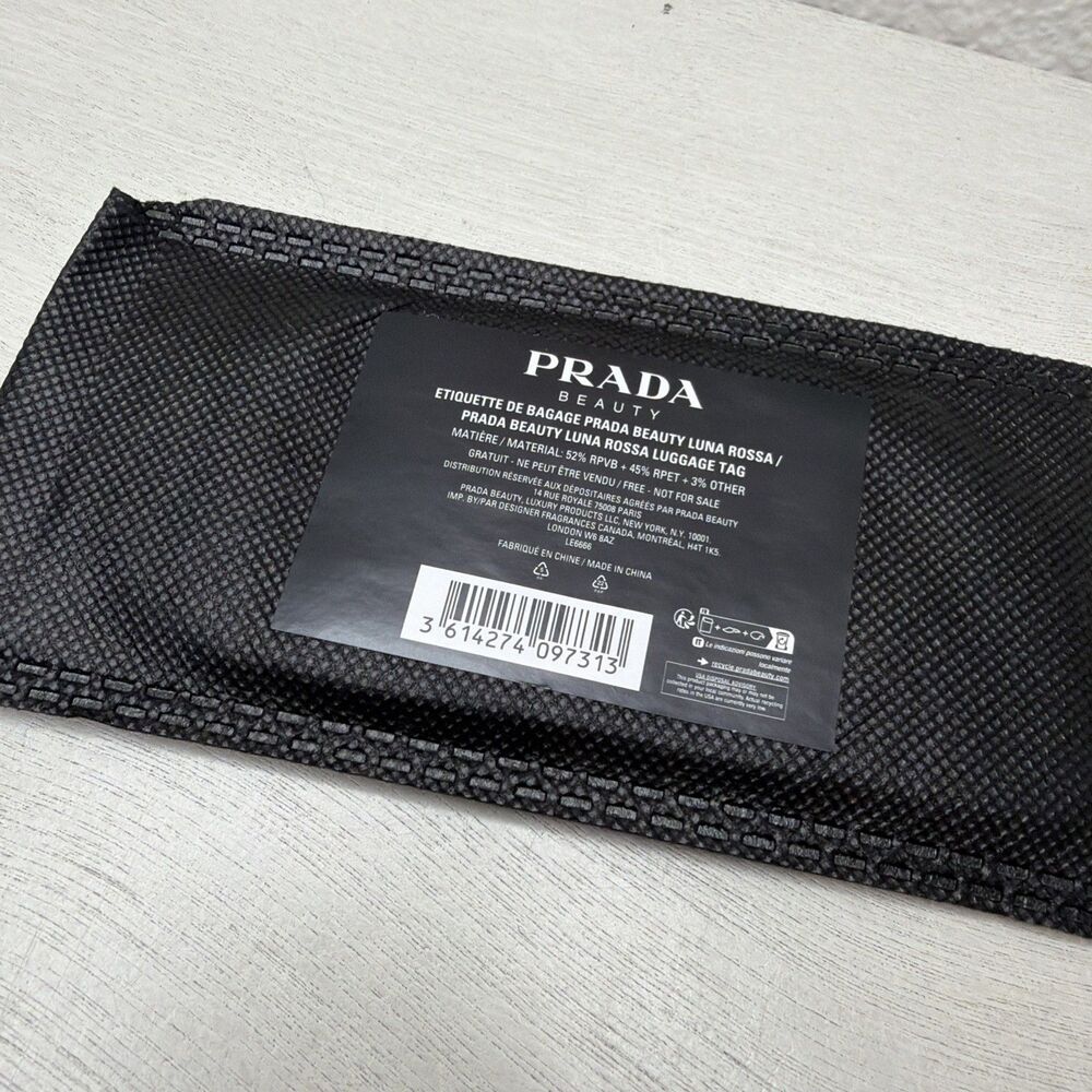 Prada Beauty Faux Leather Luggage Tag ID Plate Navy Blue/Red & Storage Bag NWT - Picture 4 of 5